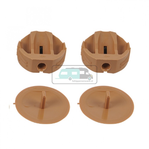 [OCS_1104032B] Hoekverbinder rond met afdekkap lichtbruin à 4 stuks
