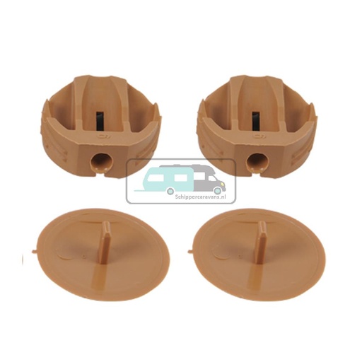 [OCS_A0033366L] Hoekverbinder rond met afdekkap lichtbruin à 4 stuks