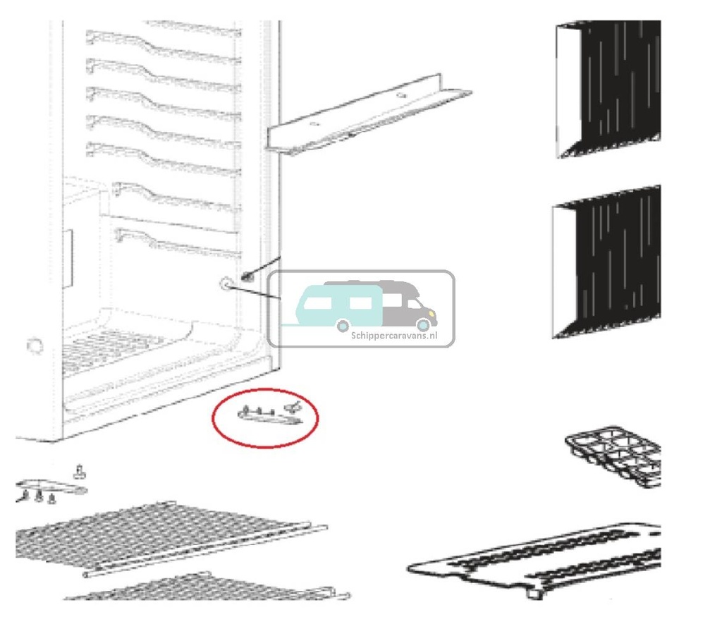 [OCS_A9903015] Dometic RGE4000 Scharnier Onderaan Rechts Chroom