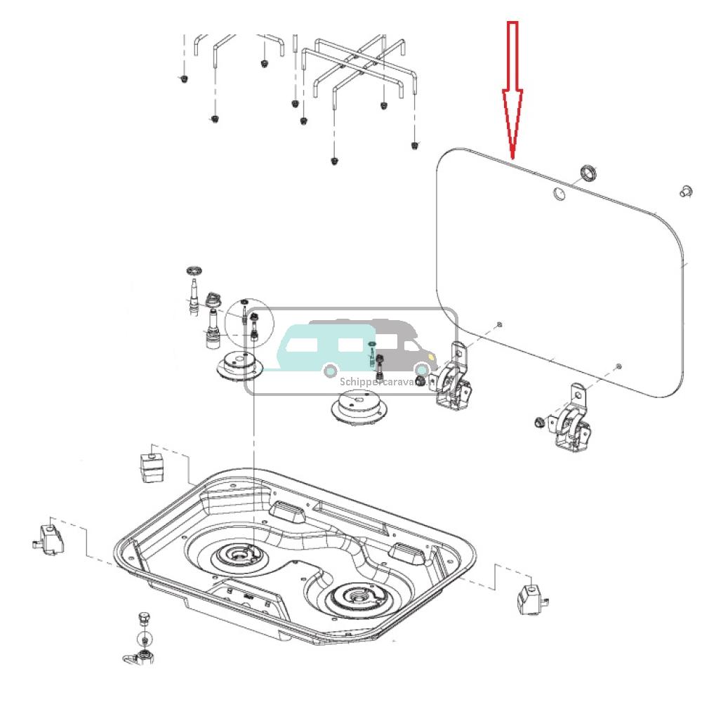 [OCS_A0020414] Dometic Smev P18022 Glasdeksel Zwart Kookplaat