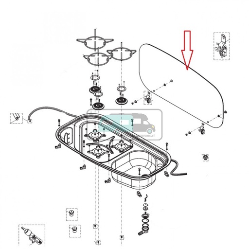 [OCS_1133424] Dometic Glasdeksel, RAL9005  HSG 3436