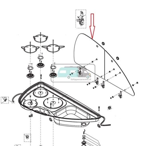[OCS_A0030584] Dometic Kombi 960 Linker Glasplaat RAL9005