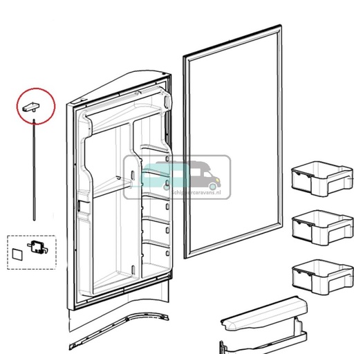 [OCS_A0030414] Dometic RMS8550 Knopset Deurvergrendeling Linker Scharnier