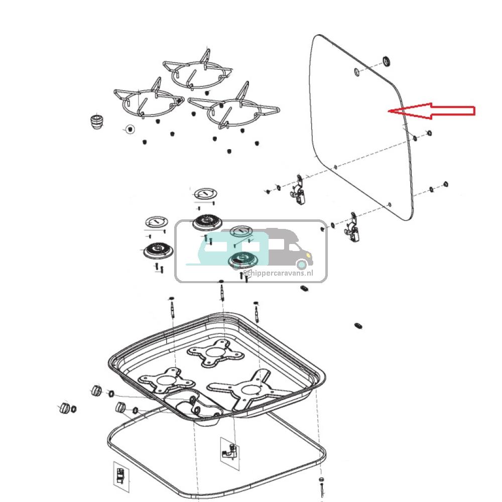 [OCS_A9906971] Dometic CE99-ZF/DF/VF Glasdeksel