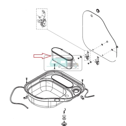 [OCS_1133634] Dometic CE04 Wasbak Reservoir Kunststof