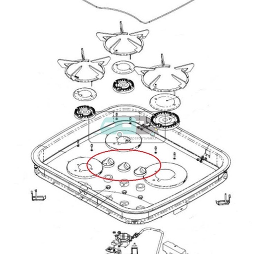 [OCS_A0025134] Thetford Hob Triangular Komfoor 0519 Knop