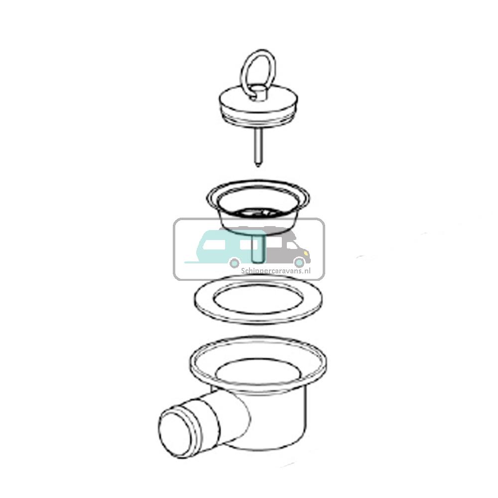 [OCS_A0000429] Thetford Hob Afvoerplug Haakse aansluiting 25mm