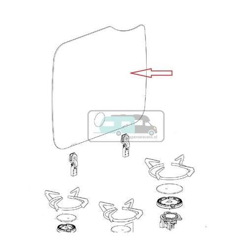 [OCS_1141041] Thetford Topline 160 Serie Glasplaat