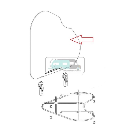 [OCS_1141050] Thetford Triangle Basic Line 330 Glasplaat Links