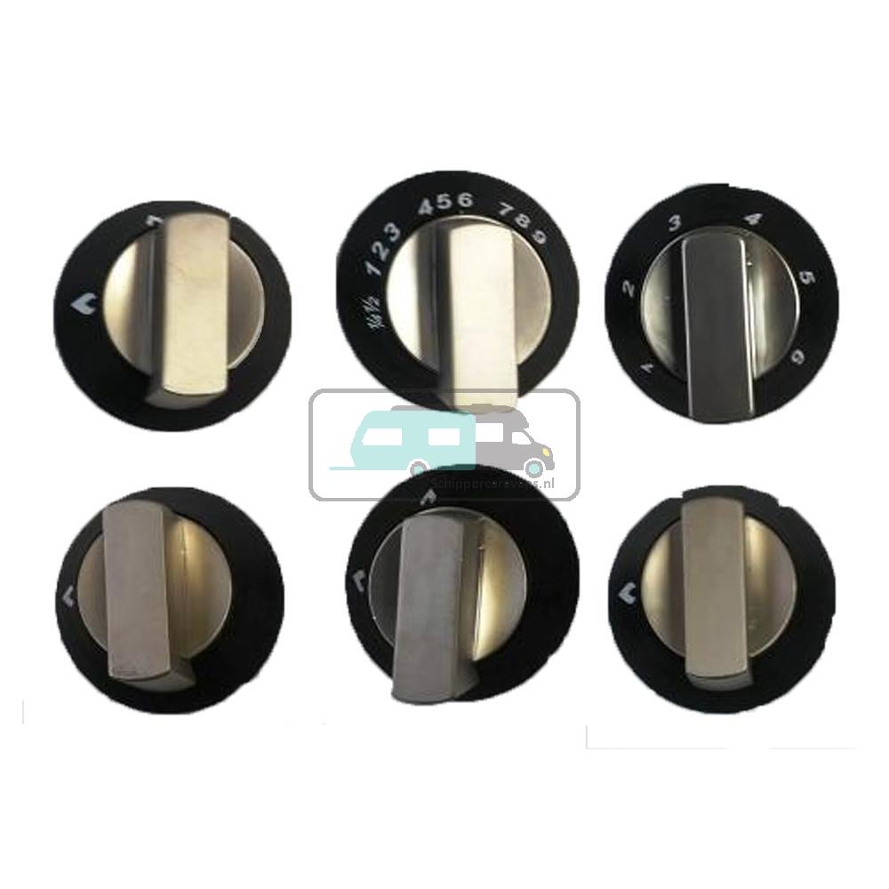 [OCS_A0017584] Thetford Knop Zwart/Chroom (6 stuks)