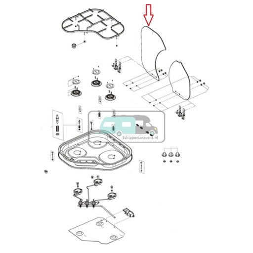 [OCS_A0030588] Dometic CE04-DF Glazen Afdekplaat Lnks