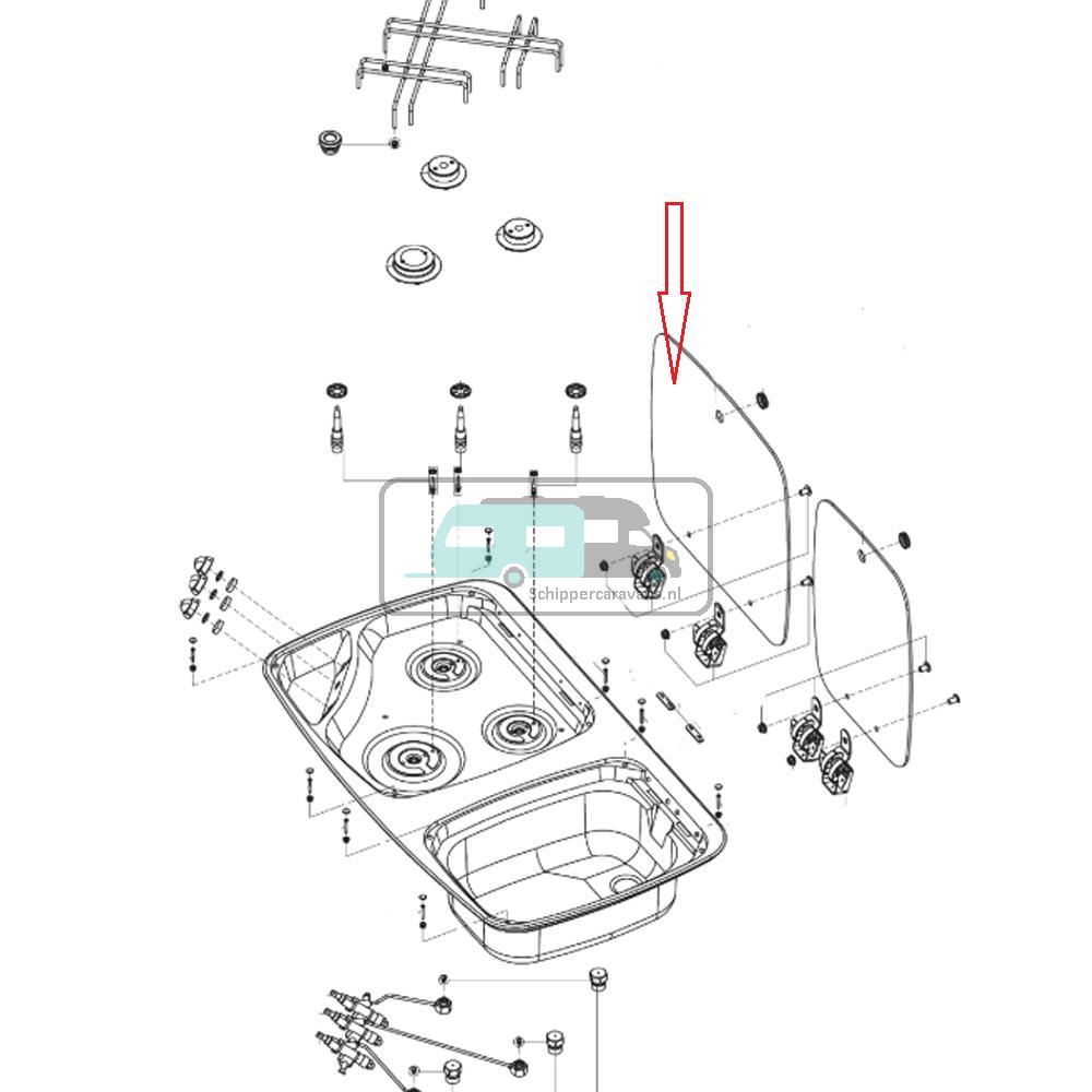 [OCS_A0025771] Dometic MO7103 Kookcomfoor Glasplaat Grijs 