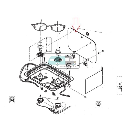 [OCS_A9905640] Dometic CE99 Komfoor Glasplaat