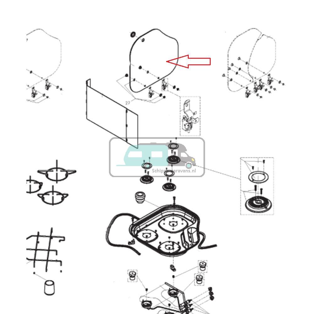 [OCS_A0030304] Dometic Kookplaat CE004-DF/L Glasplaat