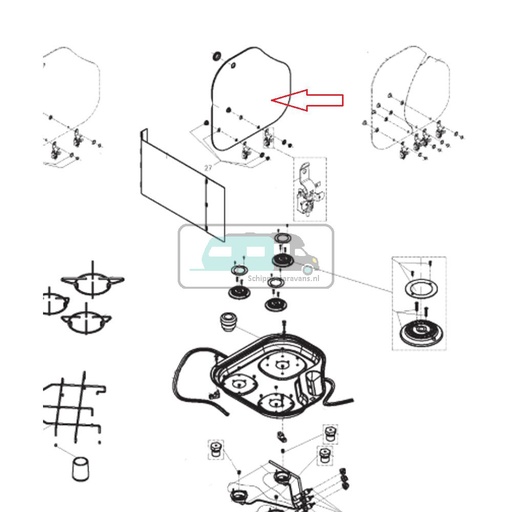 [OCS_1141122] Dometic Kookplaat CE004-DF/L Glasplaat