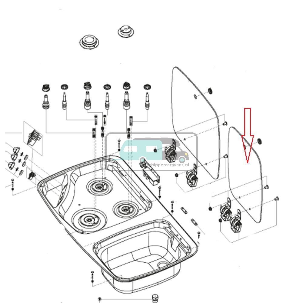 [OCS_A0030612] Dometic Spoelbak Combinatie Glasplaat Zwart