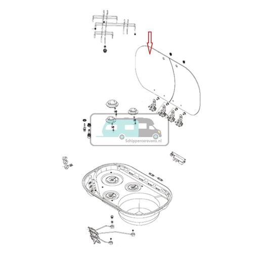 [OCS_A0030617] Dometic MO8323 Afdekplaat Glas Links