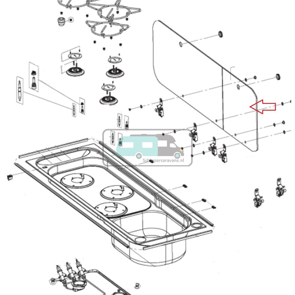 [OCS_A0030290] Dometic Glasdeksel Spoelbak Combi