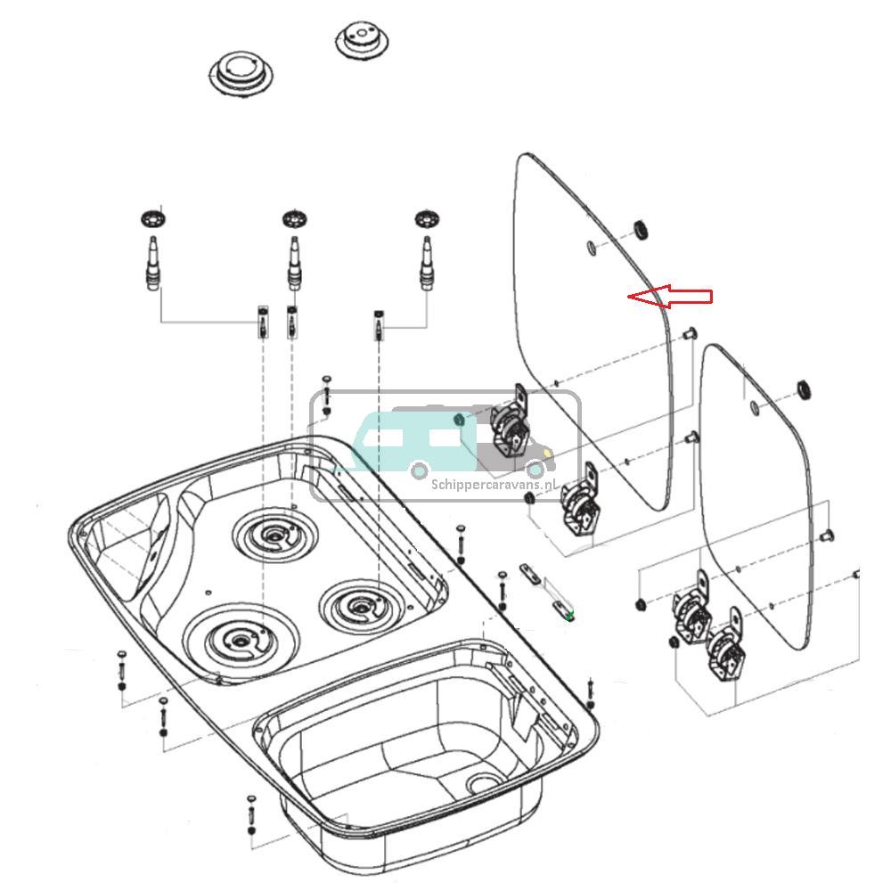 [OCS_A0015142] Dometic Glasdeksel Kookdeel MO 7123