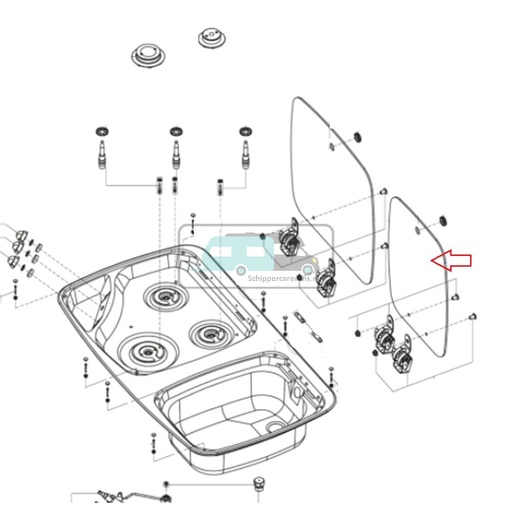 [OCS_1141140] Dometic Glasplaat Spoelbak MO7103
