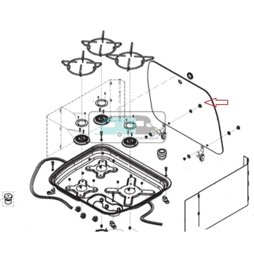 [OCS_A0030578] Dometic 3-Pits Kookplaat Glasplaat