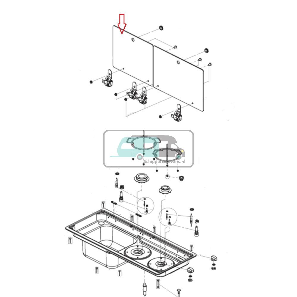 [OCS_A9903186] Dometic Glasdeksel Links MO9722L