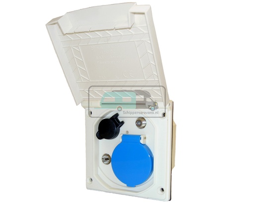 [OCS_1148005] Inbouwstekkerdoos 230V/12V/Ant/Sat Nieuw Deksel Wit