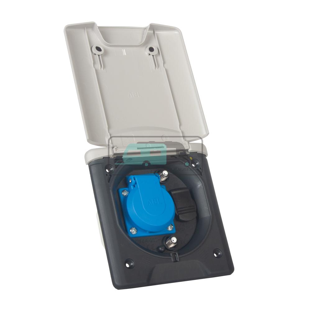 [OCS_A0033557L] Inbouwstekkerdoos Design 2014 230V/12V/Sat Lichtgrijs