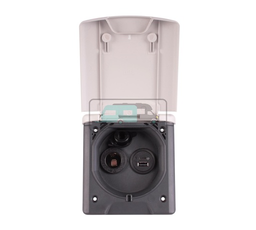 [OCS_1148053B] Inbouwstekkerdoos Design 2014 12V/USB 2.5A + USB C/A Lichtgrijs