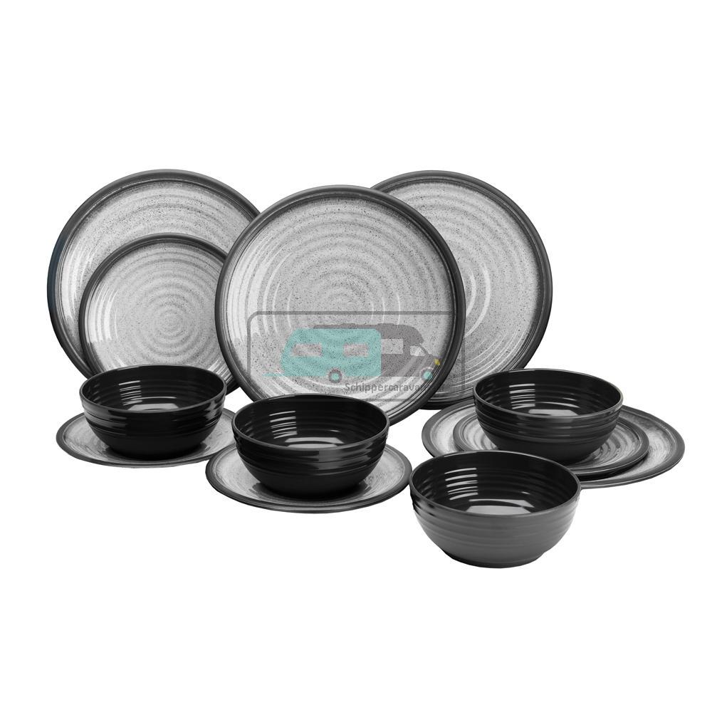 [OCS_A0002269] ViaMondo Melamine Servies Graniet 12-delig