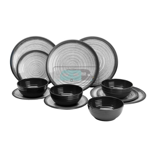 [OCS_1954022] ViaMondo Melamine Servies Graniet 12-delig