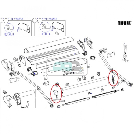 [OCS_2612192] Thule Eindkap Lead Rail LH+RH 9200 Geanodiseerd