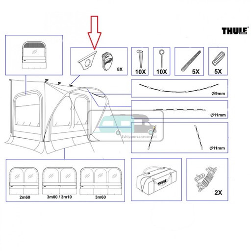 [OCS_2612240] Thule QuickFit/EasyLink Fixation Pieces Lead Rail 8st.