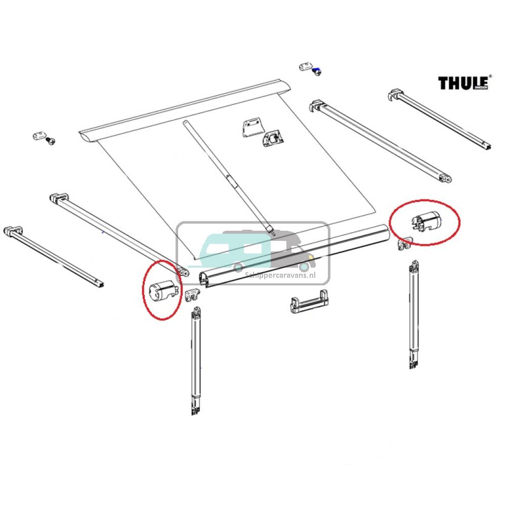 [OCS_A9903167] Thule Eindkap Roller Tube LH+RH 1200