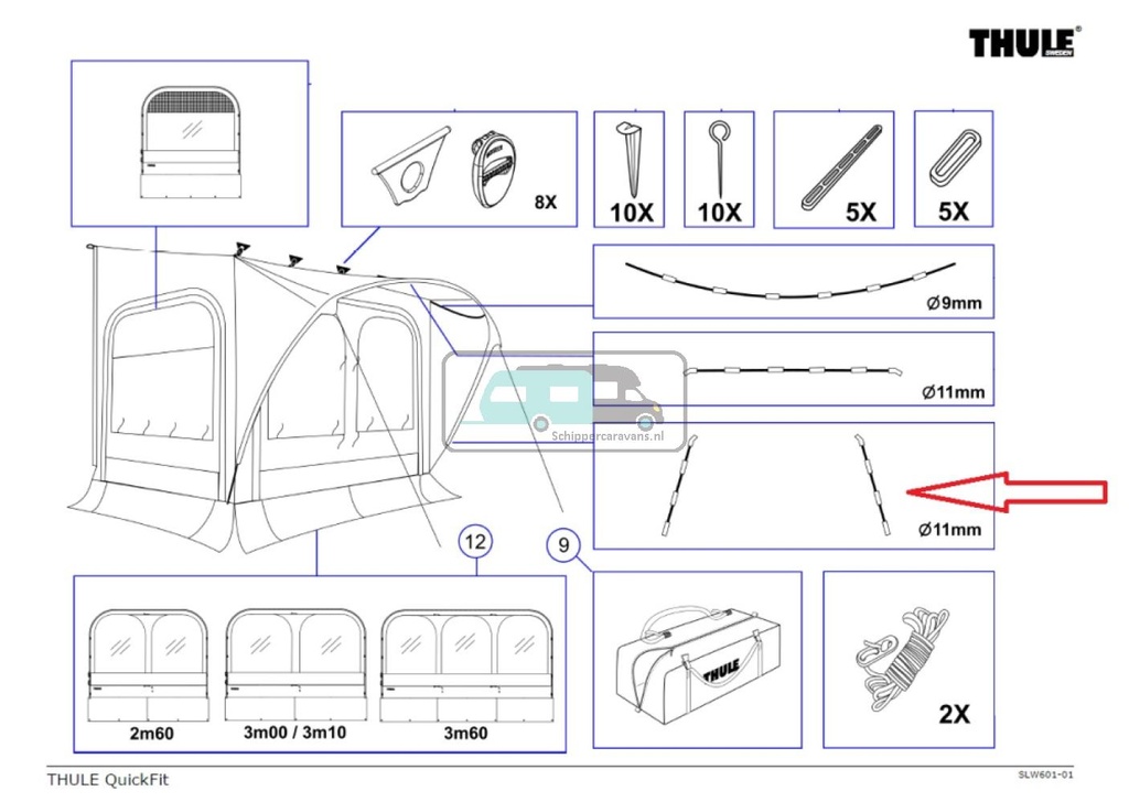 [OCS_A9903512] Thule QuickFit/EasyLink Tent Poles 11mm Lower Arch 2st. 183cm