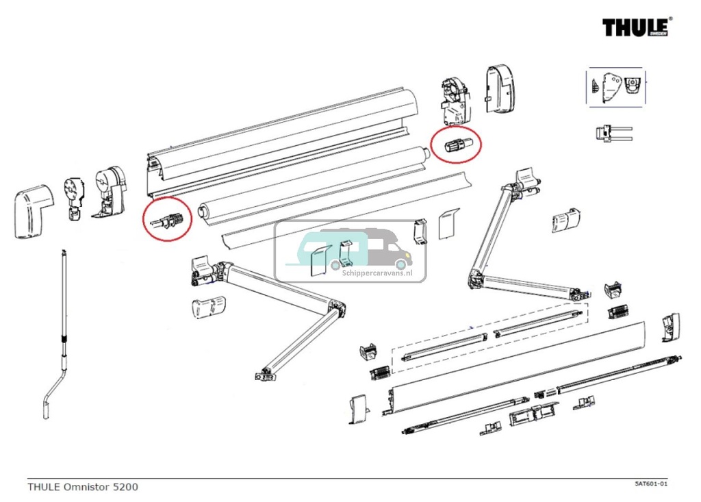 [OCS_A9900265] Thule Eindkap Roller Tube LH+RH 4900/5200