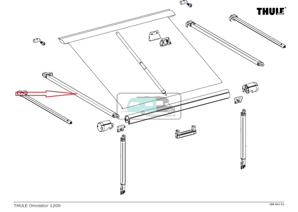 [OCS_A0023312] Thule Rafter Arm Assy LH 1200 2.60