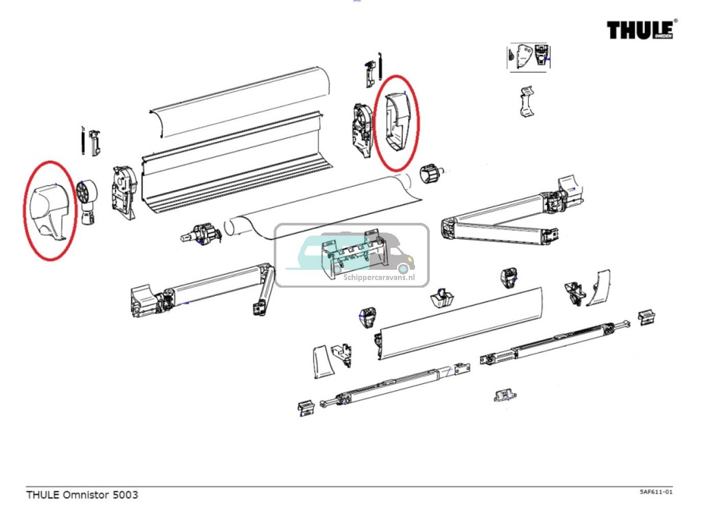 [OCS_A0023624] Thule Eindkap Lead Rail LH+RH 5003