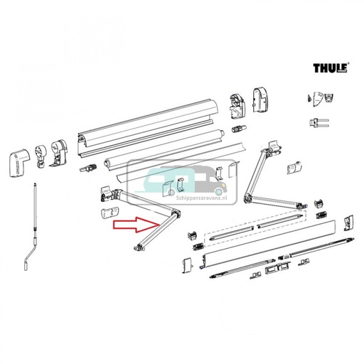 [OCS_2612380] Thule LH Spring Arm Compleet 5200 2.60mtr
