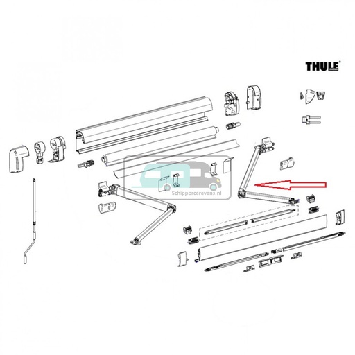 [OCS_2612383] Thule RH Spring Arm Compleet 5200 2.60mtr