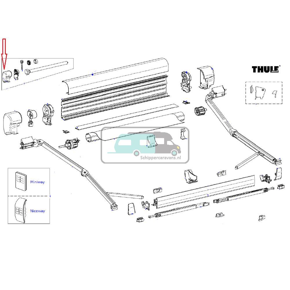 [OCS_A0025321] Thule 8000 Eindkap vaste bak links 220V Antraciet