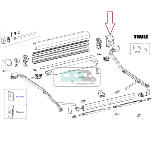 [OCS_2612425] Thule 8000 Eindkap vaste bak rechts Antraciet