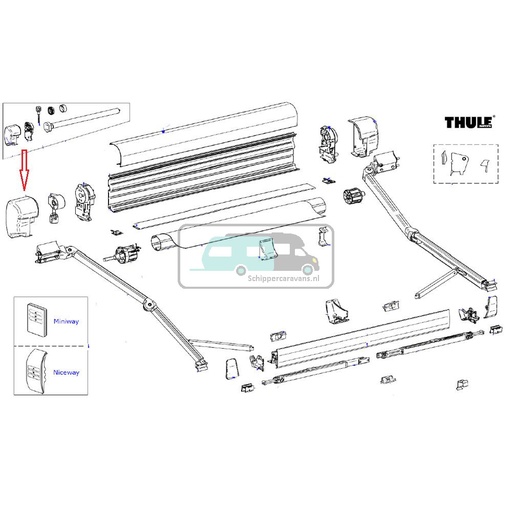 [OCS_2612426] Thule 8000 Eindkap vaste bak links Antraciet