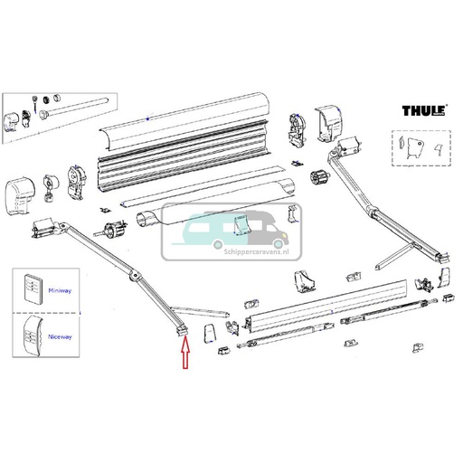 [OCS_2612429] Thule Eindstuk Knikarm Leadrail L+R 8000/9200
