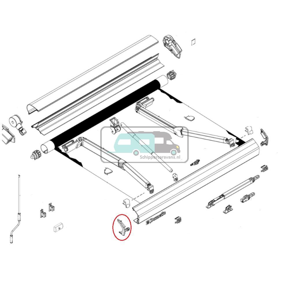 [OCS_A0030699] Dometic Eindkap Leadrail Links PR2000 Antraciet
