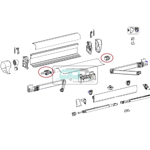 [OCS_701070] Thule Eindkap Roller Tube LH+RH 5003 D52