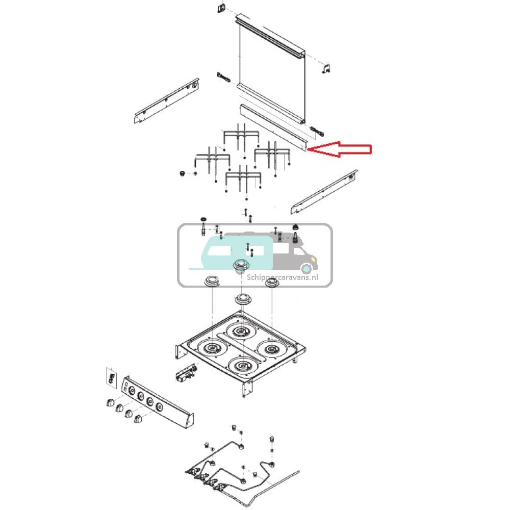 [OCS_A0030262] Dometic CU403 Profiellijst, Boven, Achter, Inox