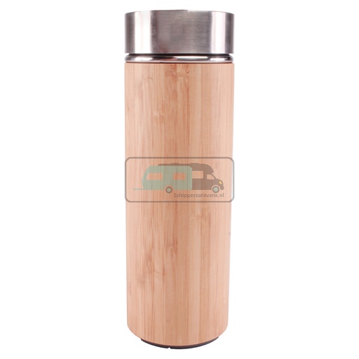 [OCS_8036416] ViaMondo Thermosfles 0.33L Bamboe met Temperatuur Display