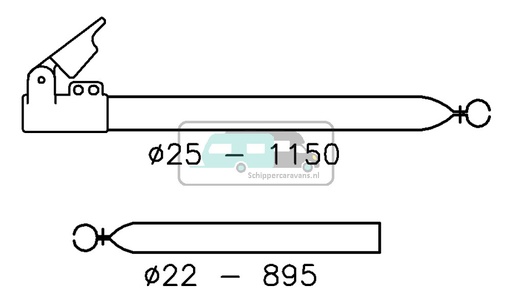 [OCS_96948256] Campking Verandastang 25/22mm 120-200cm Aluminium Quickgrip