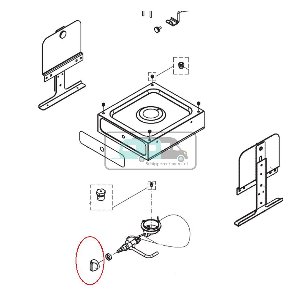 [OCS_A0030579] Dometic EK 1600 Knop grijs Argentata (4 pc)